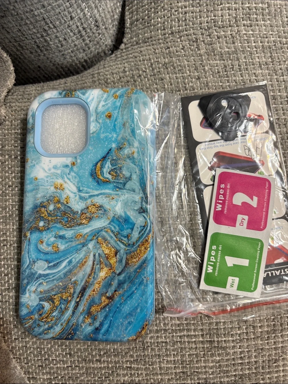 Amazon Blue Marble Phone Case with Gold Accents for iPhone 12 or 12 Pro